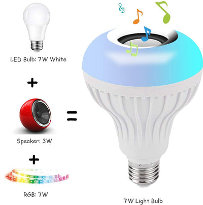 Bluetooth Speaker Bulb Smart LED RGB + Remote Control Wireless