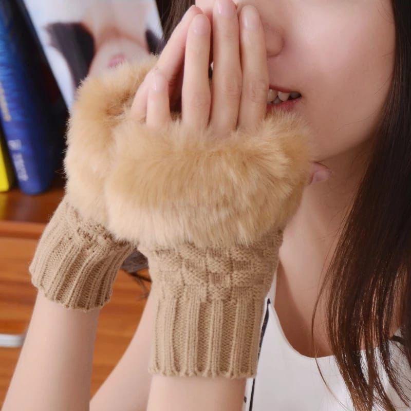 Wool Fingerless Gloves for Women