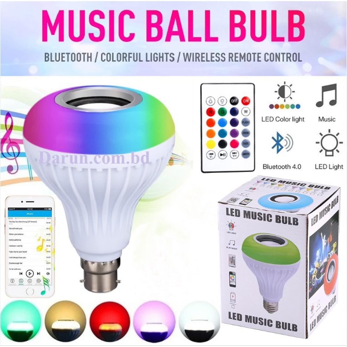 Bluetooth Speaker Bulb Smart LED RGB + Remote Control Wireless